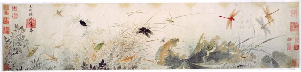 chinese painting of fish and dragonflies