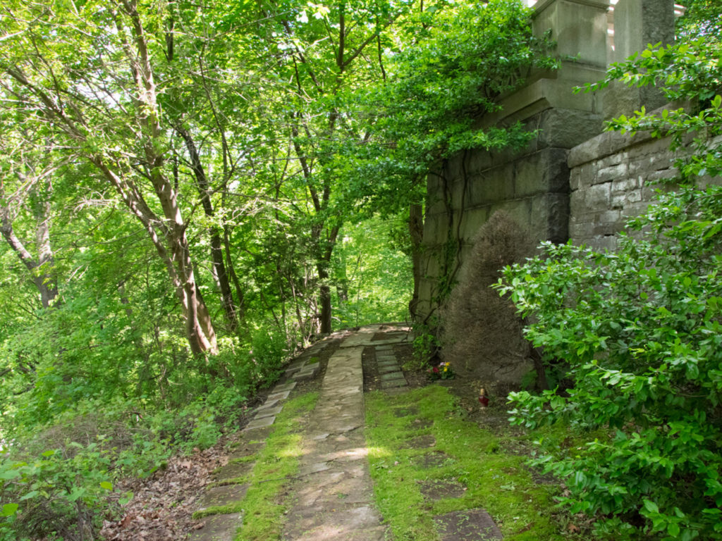 path in forested cemetery
